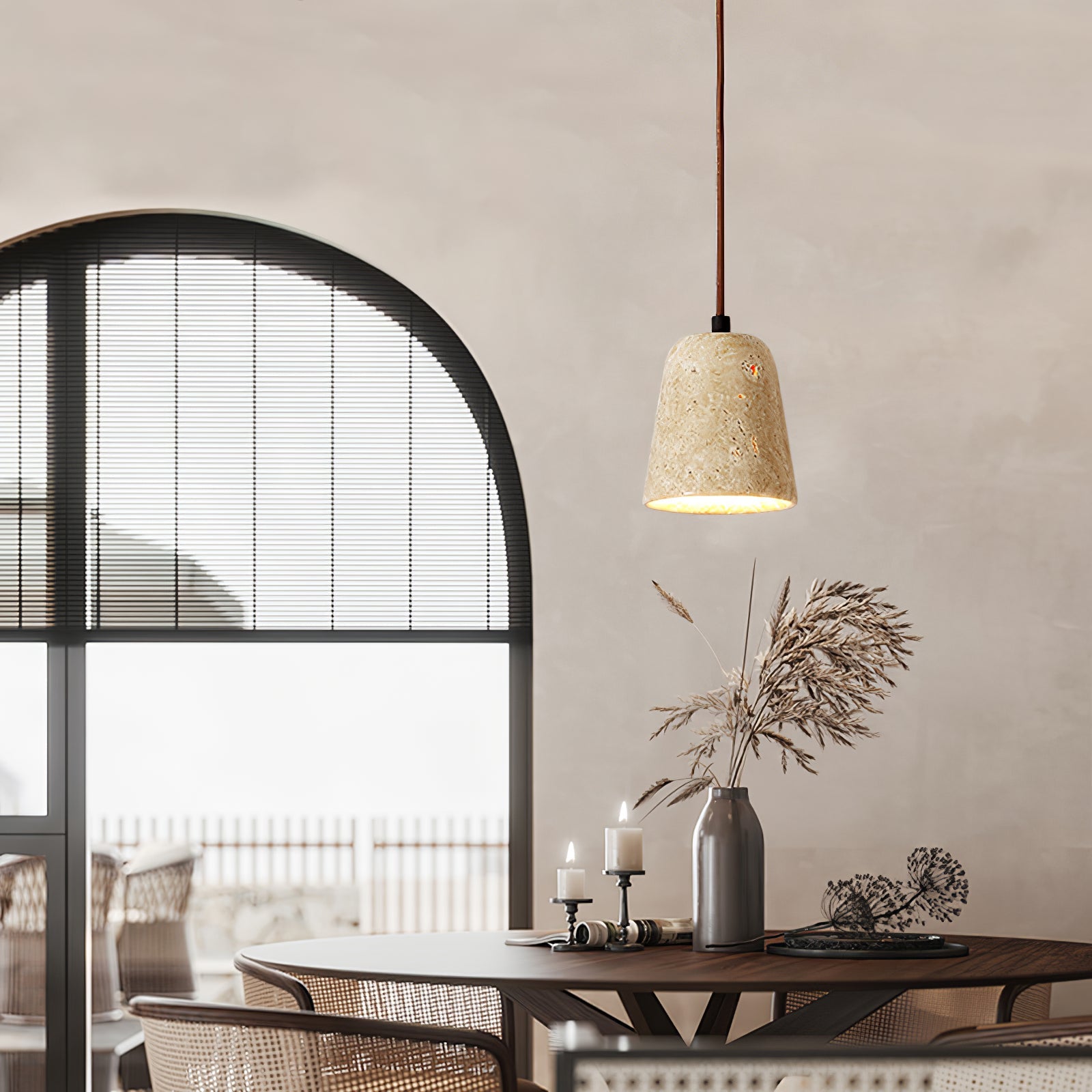 Travertine Pendant Lamp for Dining Area | Desfino