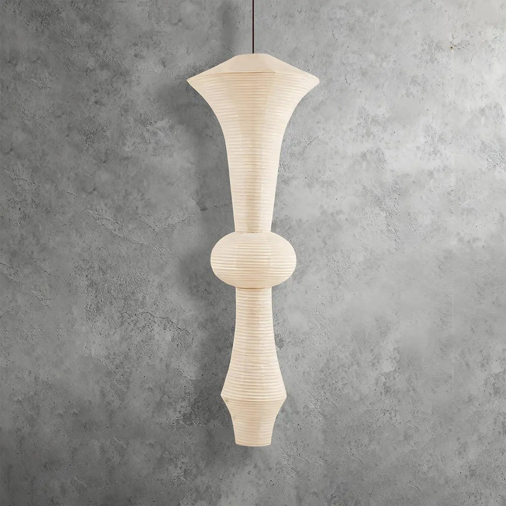 Washi Paper Corner Pendant Light for High Ceilings | Desfino