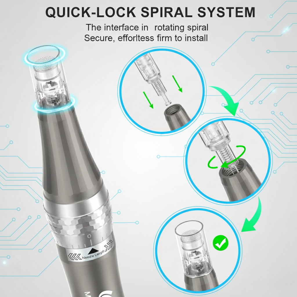 Lápiz recargable de microneedling — cartucho nanoespiral, renovación de la piel - Desfino