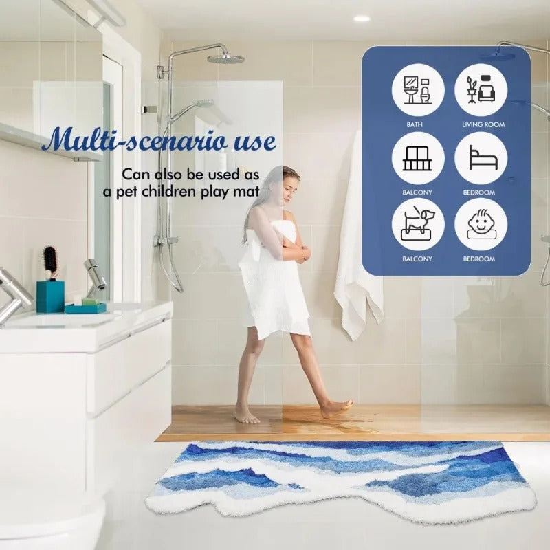 Marisyl getuft oceaangolventapijt — antislip decoratief vloerkleed - Desfino
