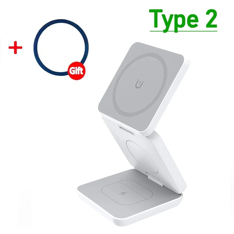 3合1 30W磁吸折叠无线充电器，适用于iPhone和AirPods - Desfino