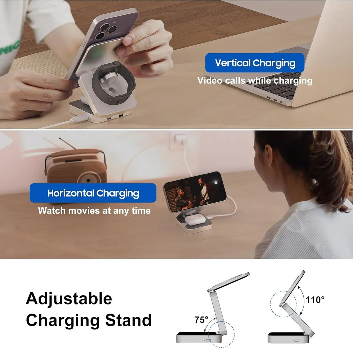 NovaCharge 3-in-1 Magnetic Charger — iPhone, AirPods & Watch | Desfino