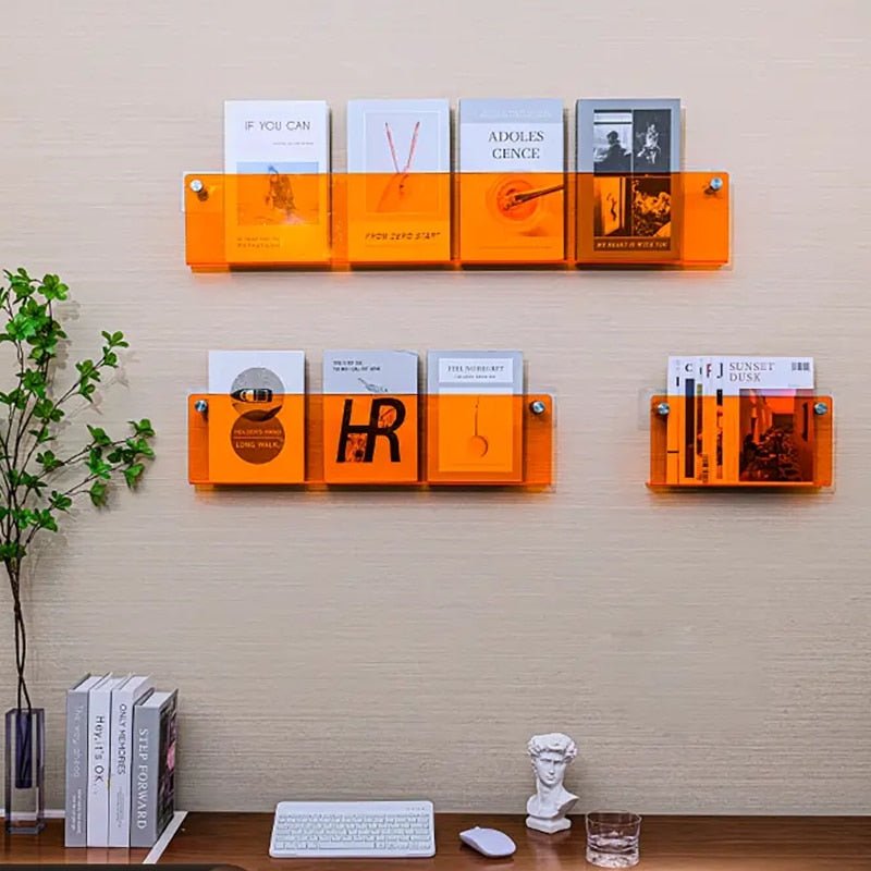 Floating Acrylic Wall Magazine Holder — 12 Color Options