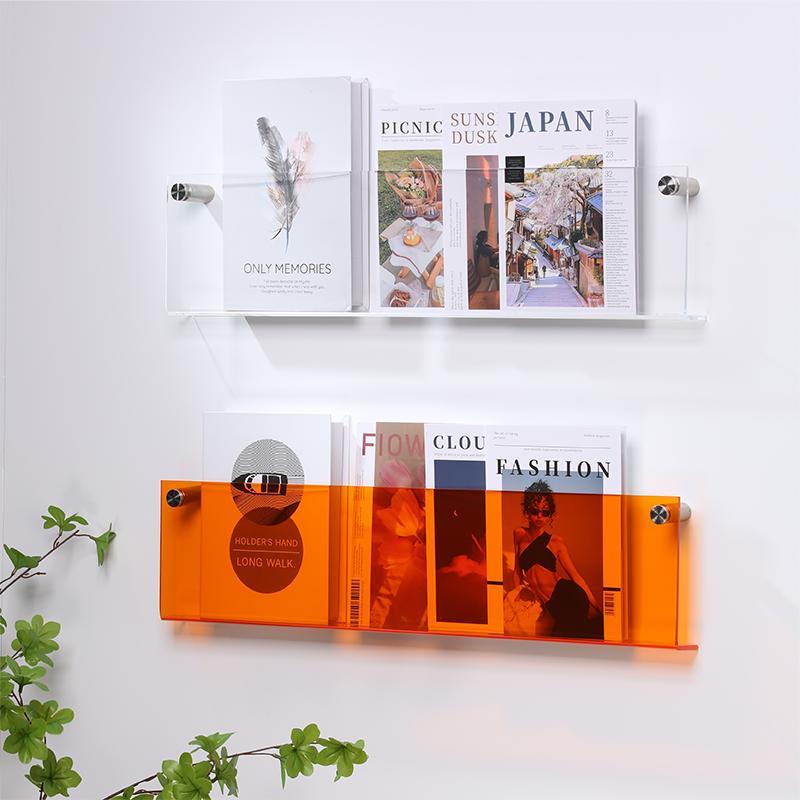 Floating Acrylic Wall Magazine Holder — 12 Color Options