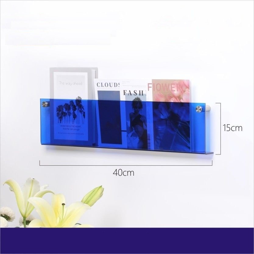 Floating Acrylic Wall Magazine Holder — 12 Color Options