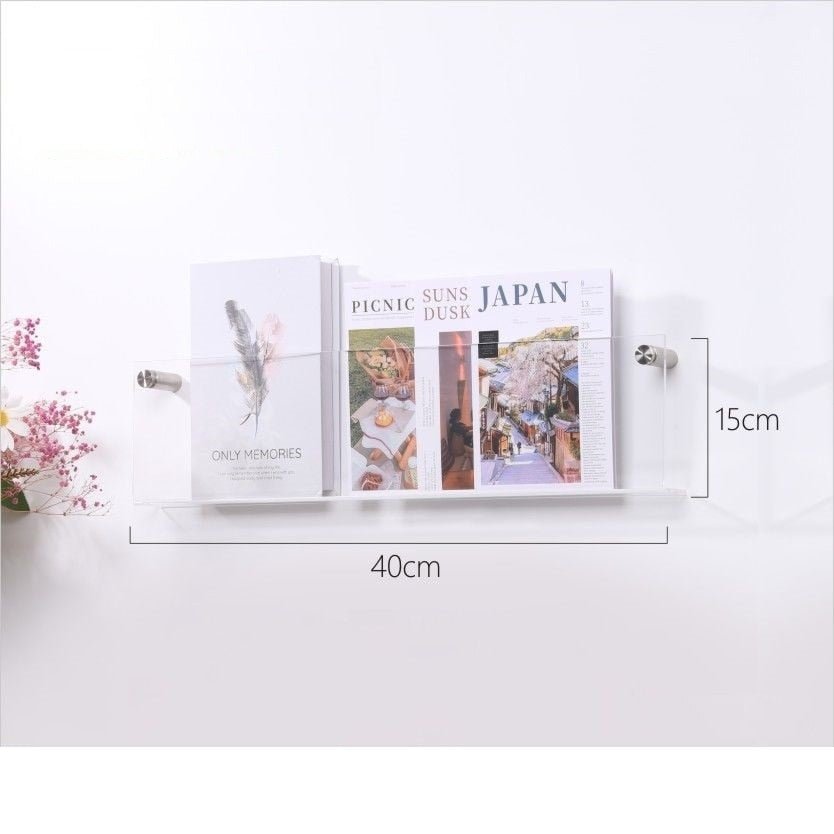 Floating Acrylic Wall Magazine Holder — 12 Color Options
