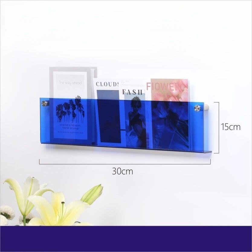 Floating Acrylic Wall Magazine Holder — 12 Color Options