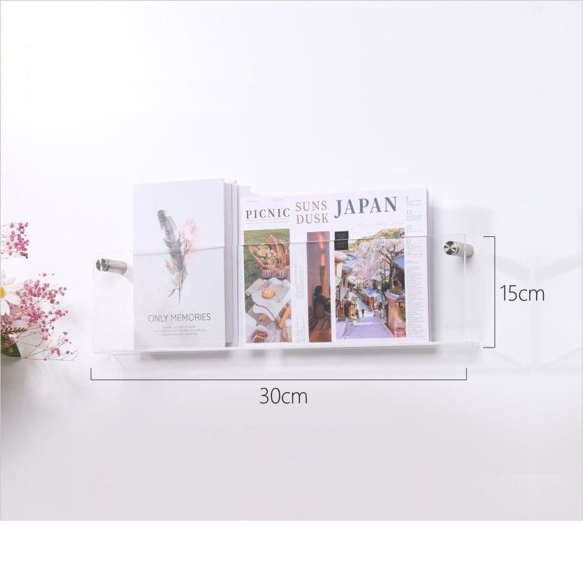 Floating Acrylic Wall Magazine Holder — 12 Color Options