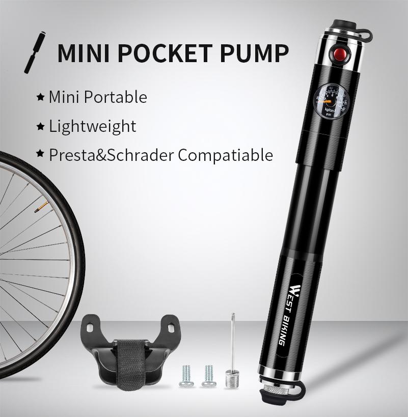 Mini pompka rowerowa VeloMate — aluminiowa, ukryty wężyk, uchwyt montażowy - Desfino