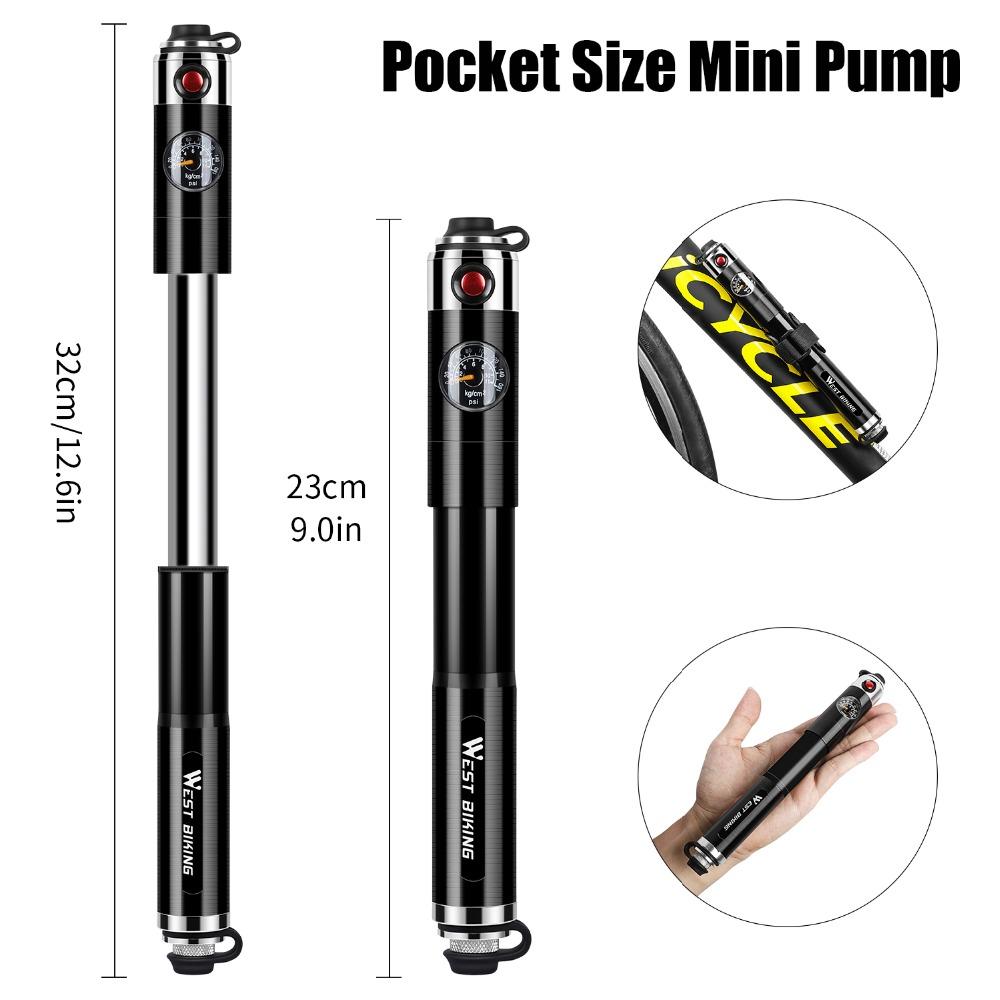 Mini pompka rowerowa VeloMate — aluminiowa, ukryty wężyk, uchwyt montażowy - Desfino