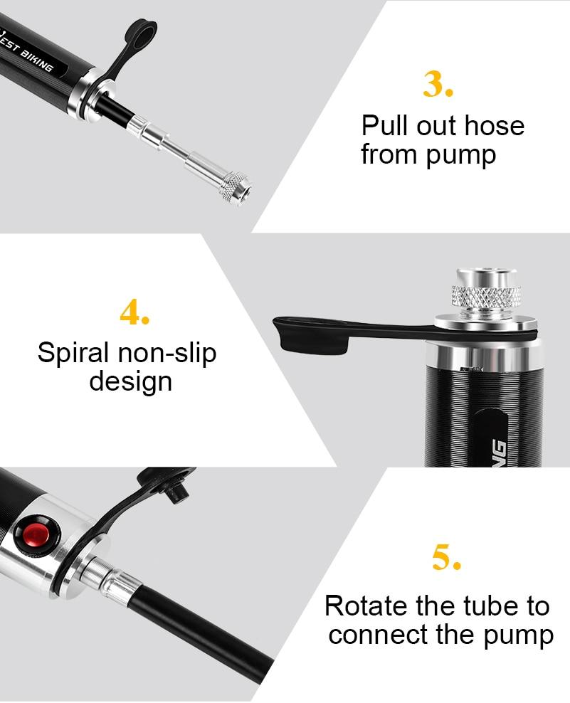 Mini pompka rowerowa VeloMate — aluminiowa, ukryty wężyk, uchwyt montażowy - Desfino