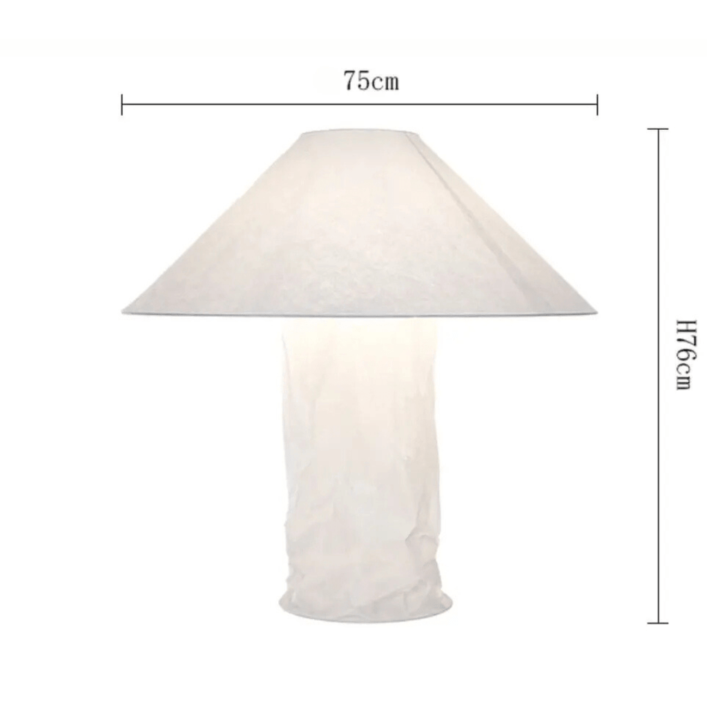Lampada da tavolo Kairo — Struttura in metallo, paralume in carta, lampada E27 a luce singola - Desfino