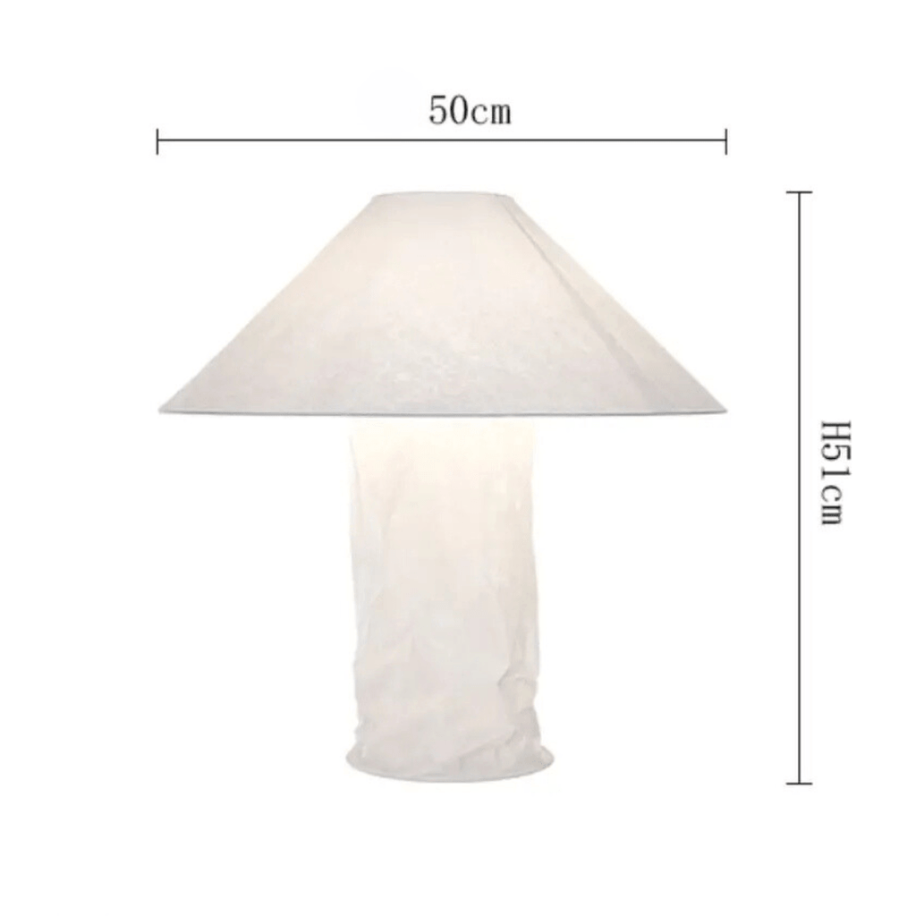 Lampada da tavolo Kairo — Struttura in metallo, paralume in carta, lampada E27 a luce singola - Desfino