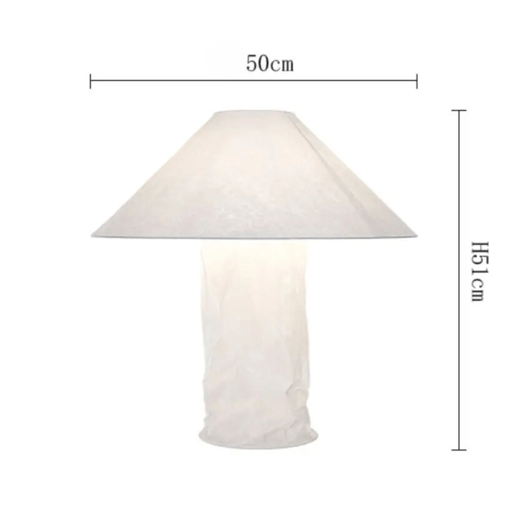 Lampada da tavolo Kairo — Struttura in metallo, paralume in carta, lampada E27 a luce singola - Desfino