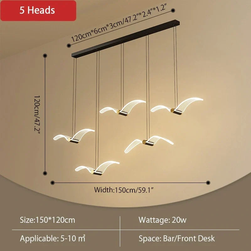 Light Luxury Art Seagull Pendant Lamp for Living Room | Desfino