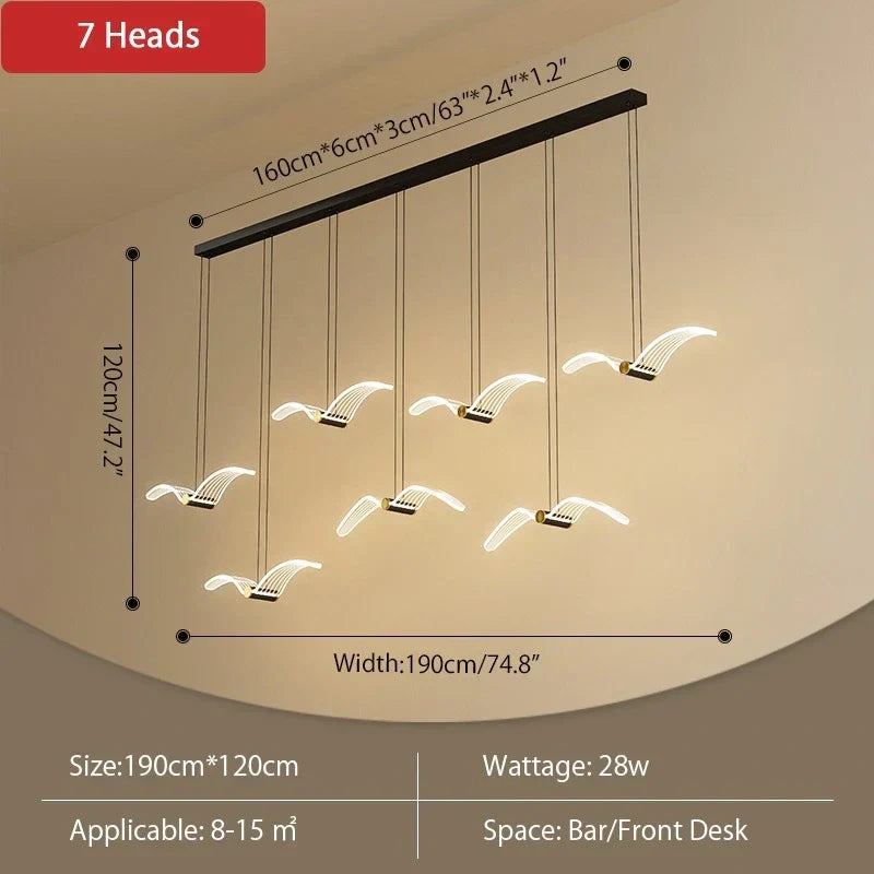 Light Luxury Art Seagull Pendant Lamp for Living Room | Desfino