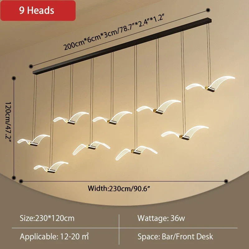 Light Luxury Art Seagull Pendant Lamp for Living Room | Desfino