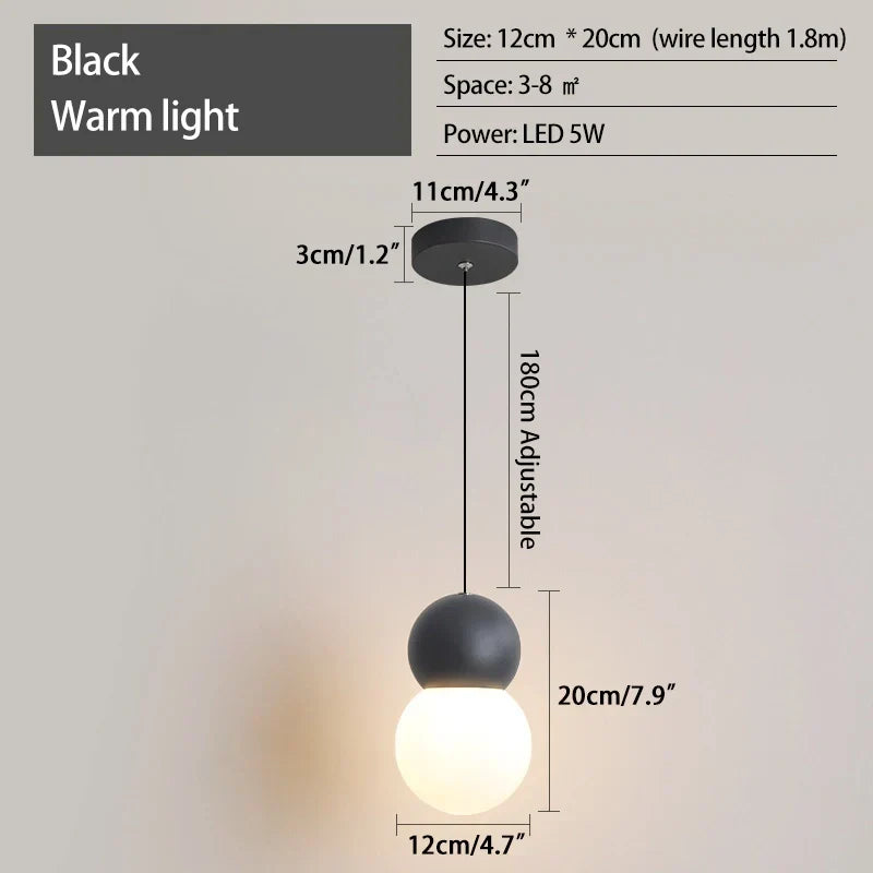 Kugelförmige Hängelampe im Creme-Stil, kleine Nachttischlampe | Desfino
