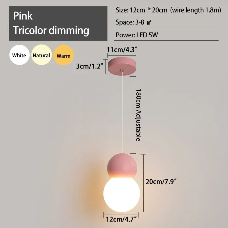 Kugelförmige Hängelampe im Creme-Stil, kleine Nachttischlampe | Desfino