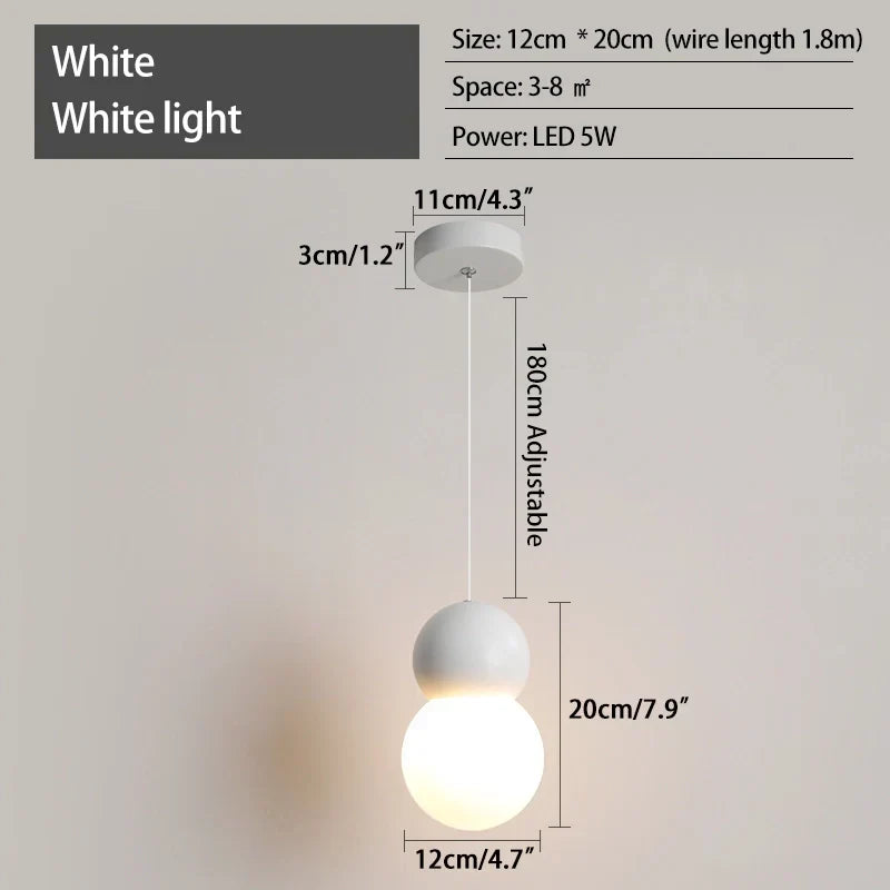 Kugelförmige Hängelampe im Creme-Stil, kleine Nachttischlampe | Desfino