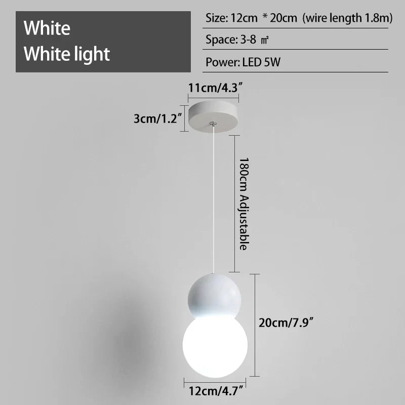 Kugelförmige Hängelampe im Creme-Stil, kleine Nachttischlampe | Desfino