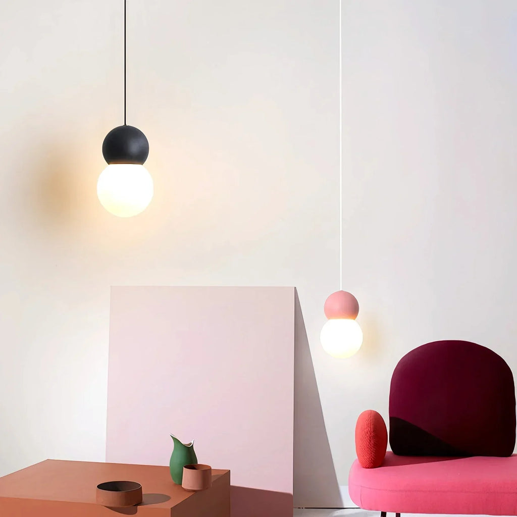 Kugelförmige Hängelampe im Creme-Stil, kleine Nachttischlampe | Desfino