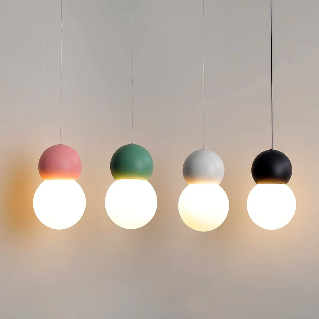 Kugelförmige Hängelampe im Creme-Stil, kleine Nachttischlampe | Desfino
