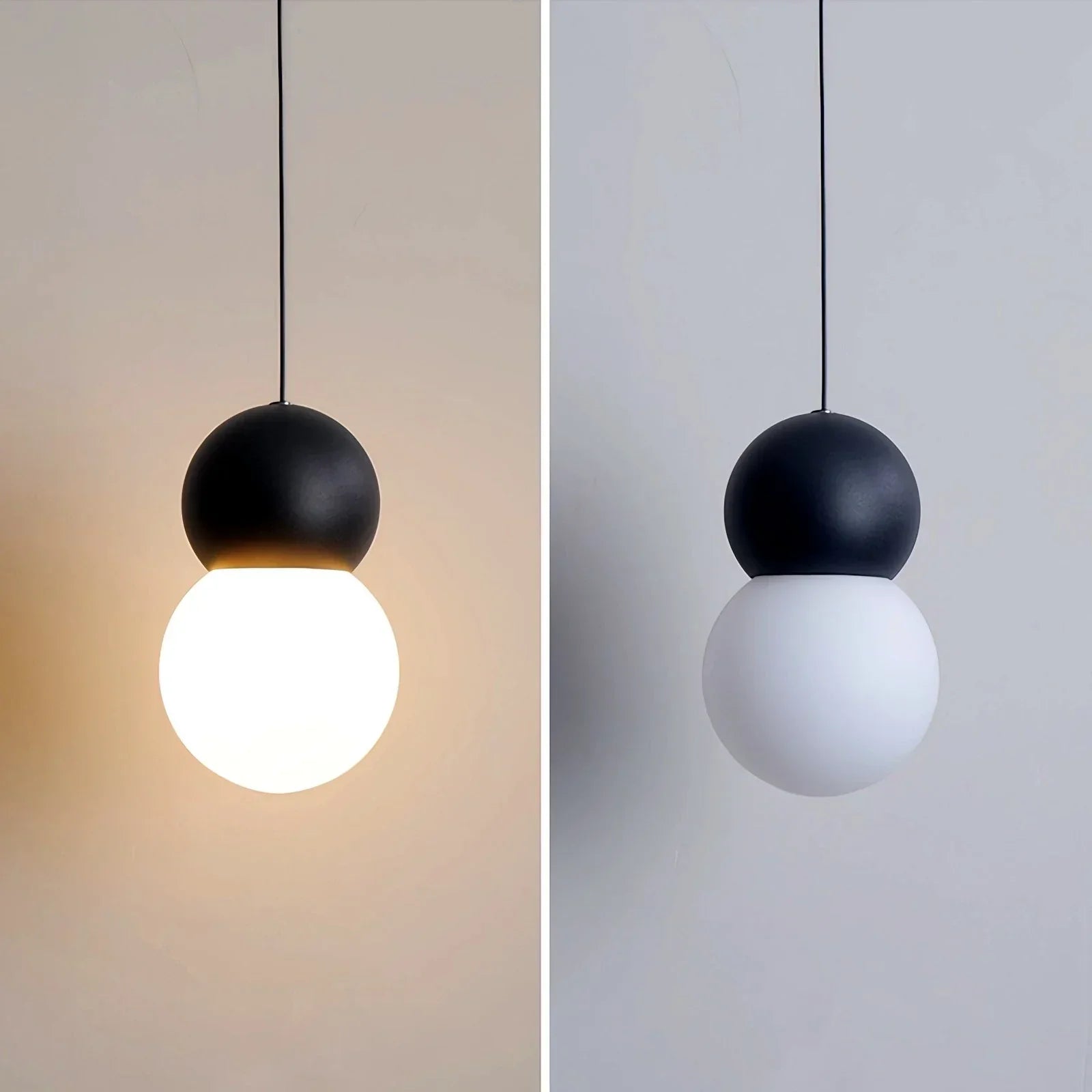 Kugelförmige Hängelampe im Creme-Stil, kleine Nachttischlampe | Desfino