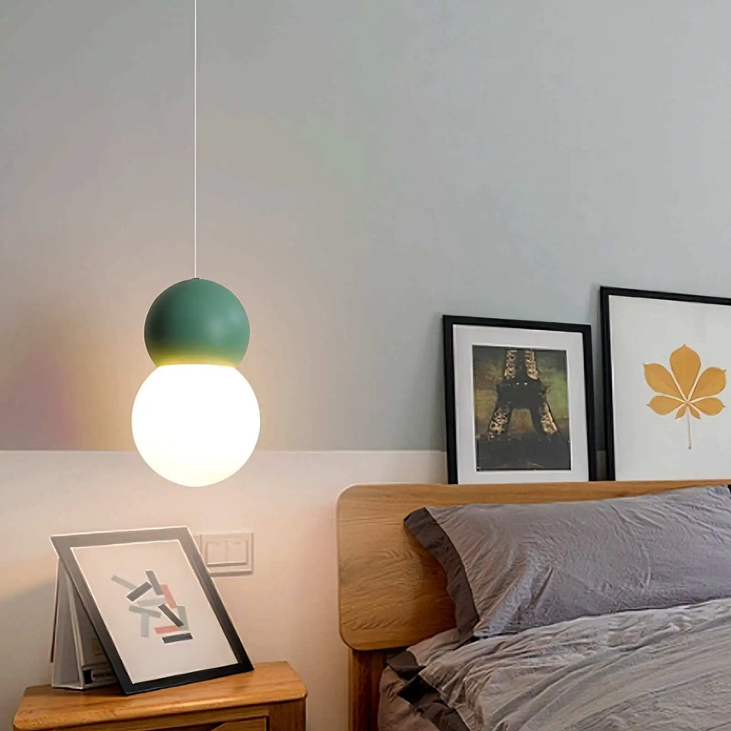 Kugelförmige Hängelampe im Creme-Stil, kleine Nachttischlampe | Desfino
