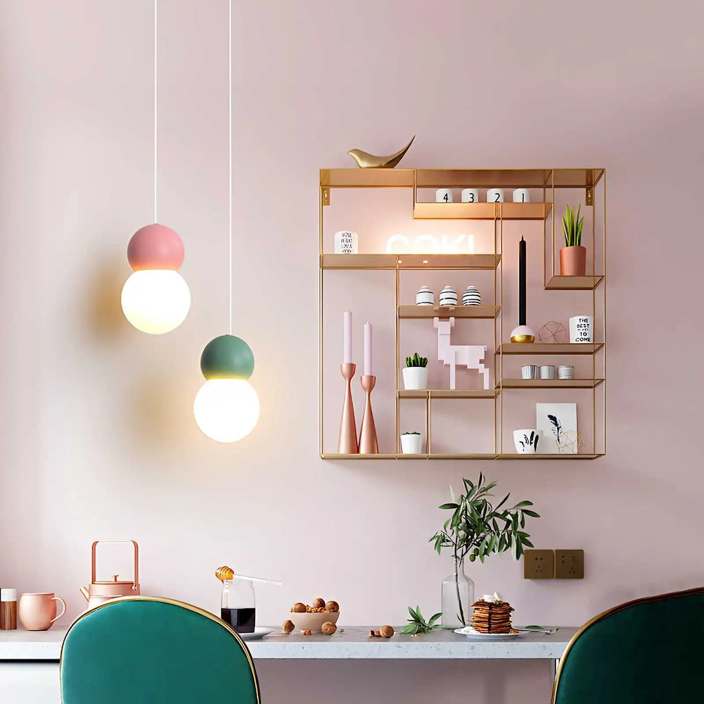 Kugelförmige Hängelampe im Creme-Stil, kleine Nachttischlampe | Desfino