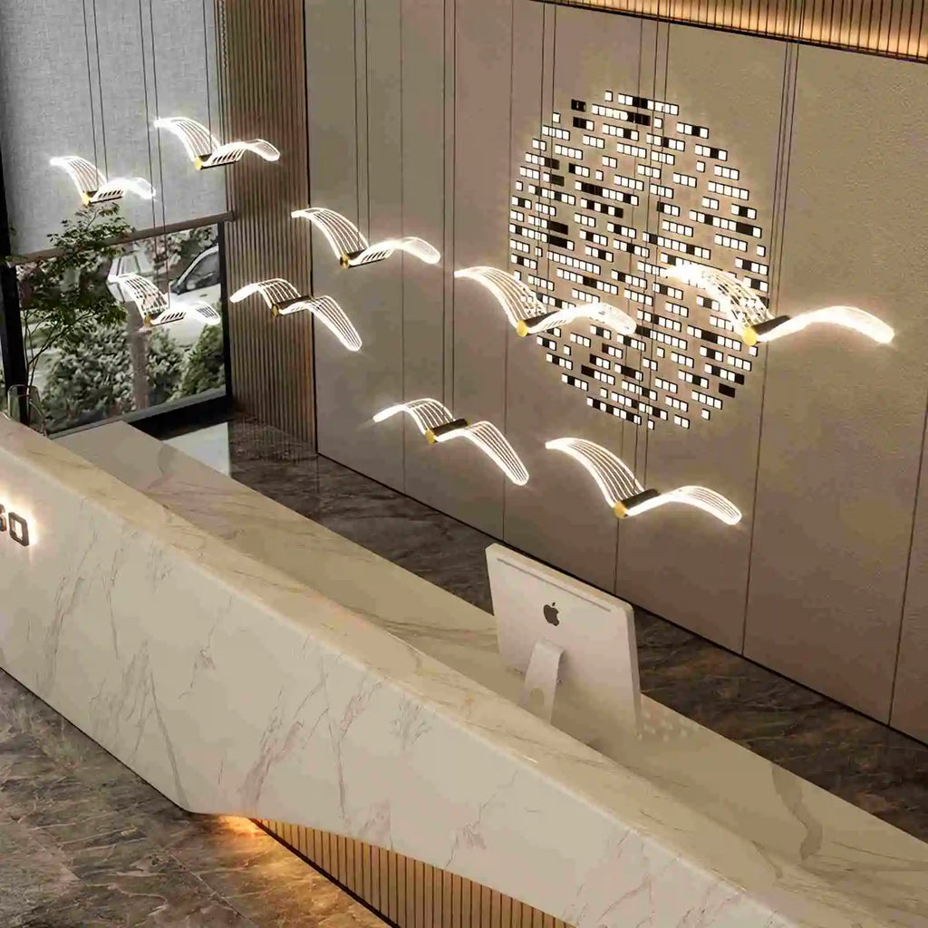 Light Luxury Art Seagull Pendant Lamp for Living Room | Desfino