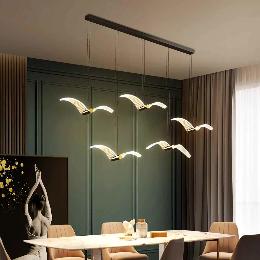 Light Luxury Art Seagull Pendant Lamp for Living Room | Desfino