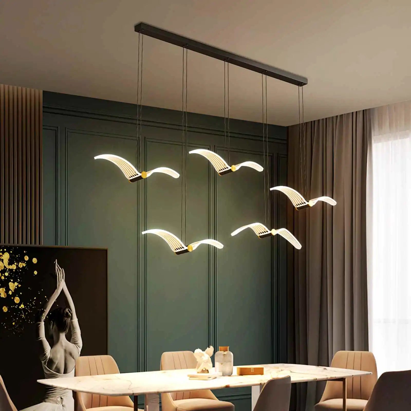 Light Luxury Art Seagull Pendant Lamp for Living Room | Desfino