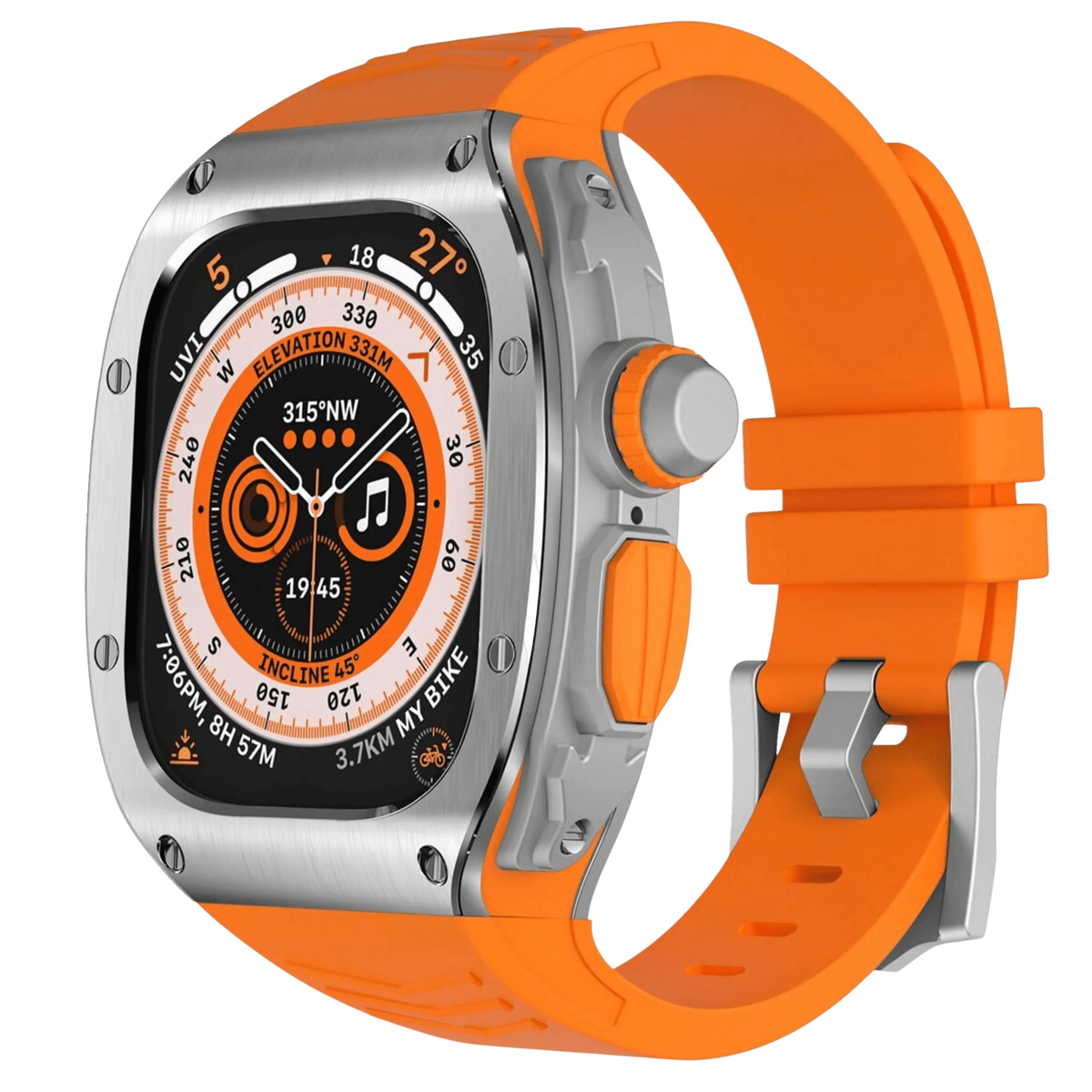 Xyra-urkasse i rustfrit stål og silikonerem til Apple Watch Ultra - Desfino