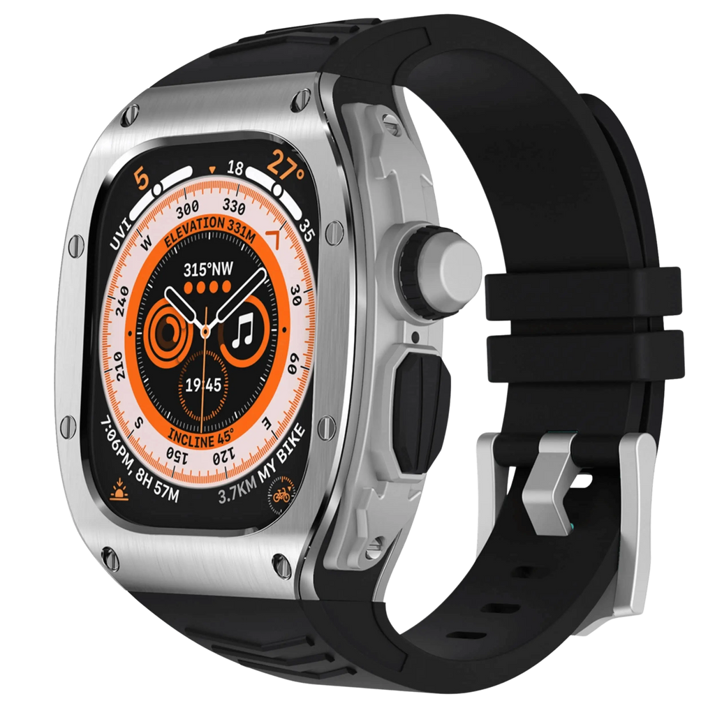 Xyra-urkasse i rustfrit stål og silikonerem til Apple Watch Ultra - Desfino