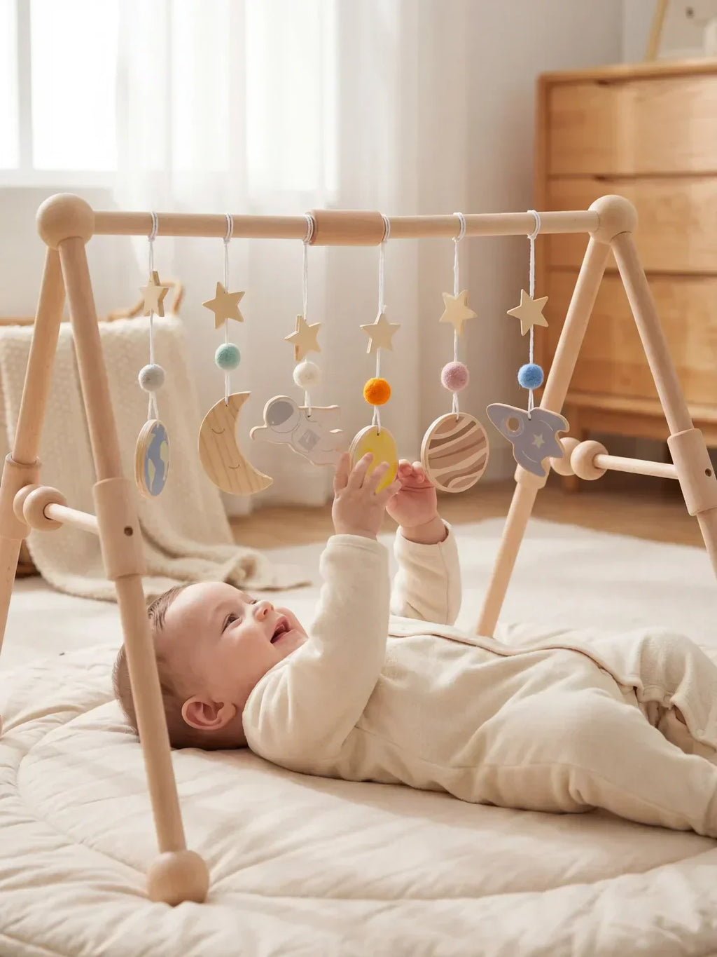 Sturdy Wooden Baby Play Arch — Sensory Toy Gym