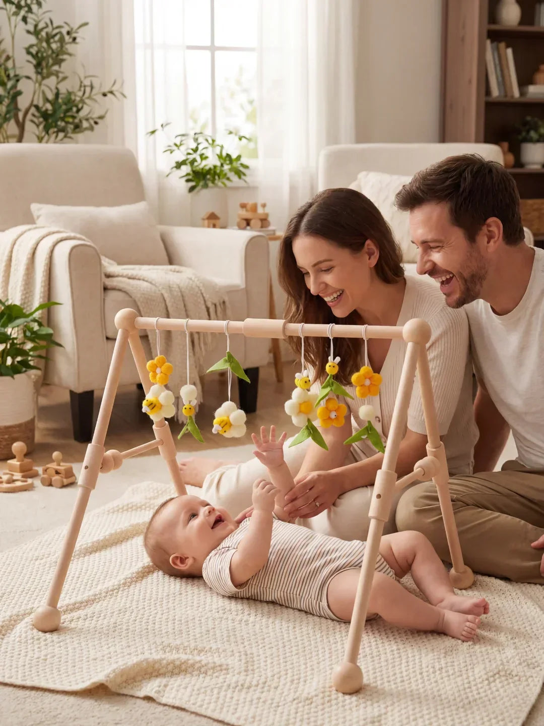 Sturdy Wooden Baby Play Arch — Sensory Toy Gym