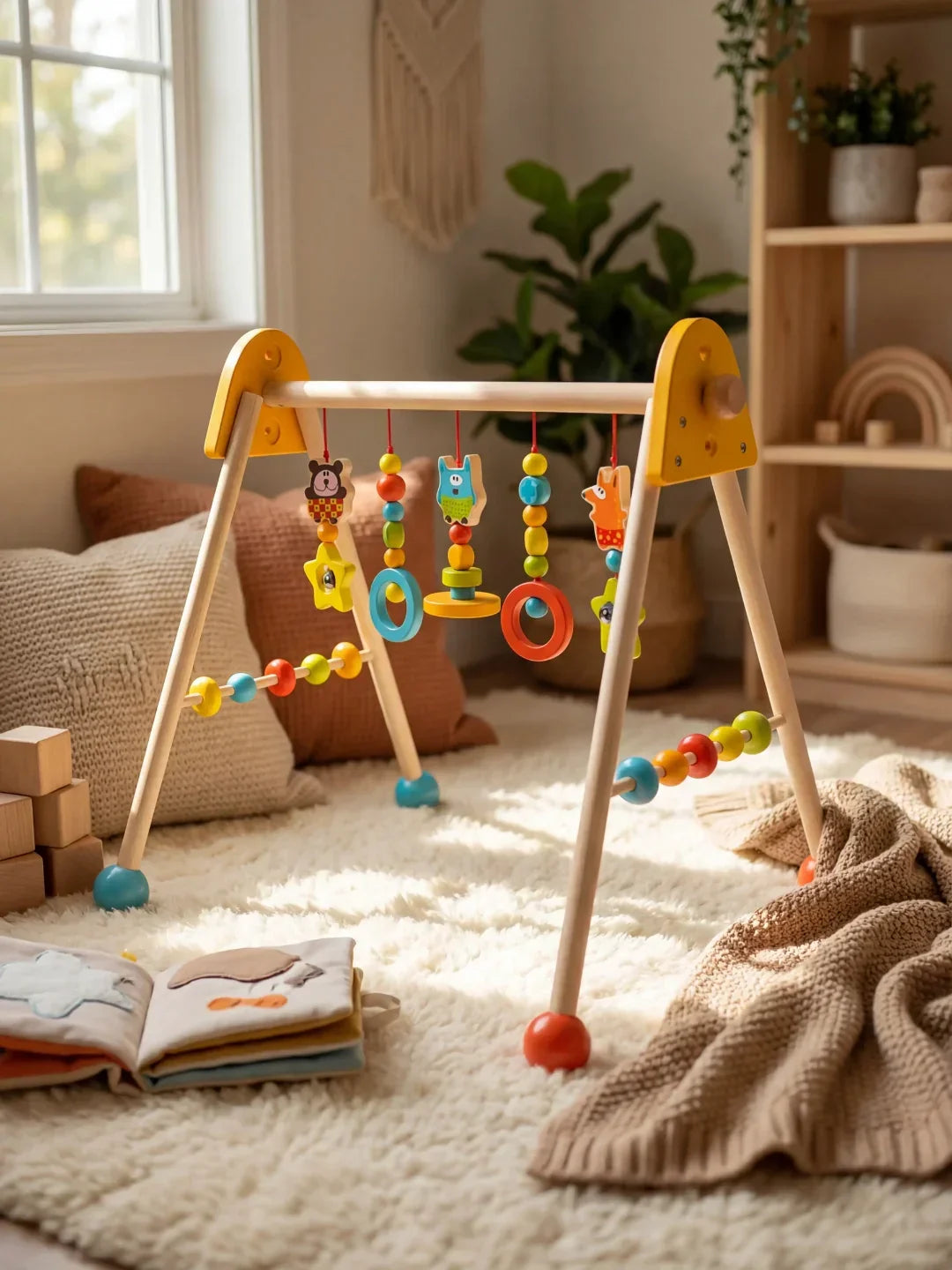 Colorful Wooden Play Arch — Vibrant Hanging Sensory Gym