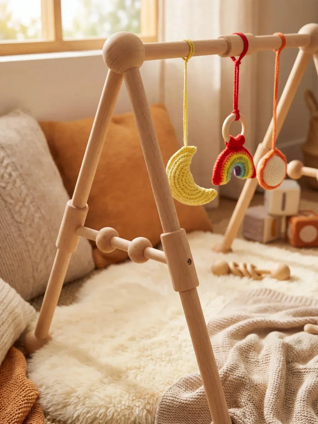 Sturdy Wooden Baby Play Arch — Sensory Toy Gym