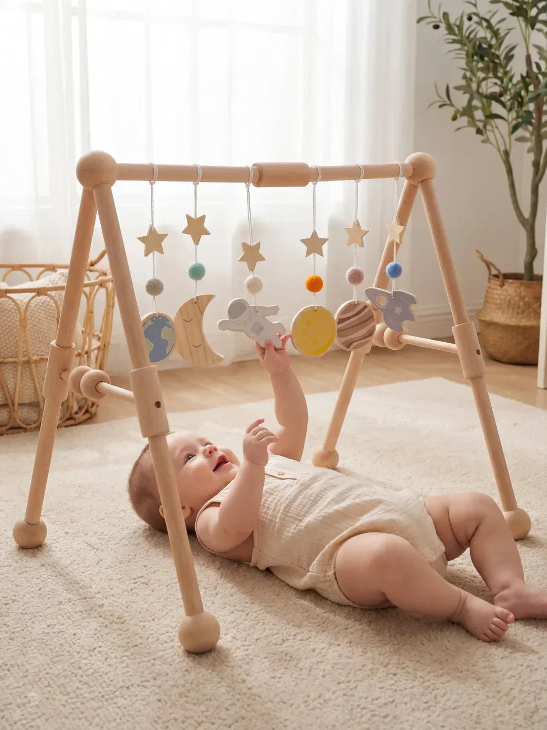 Sturdy Wooden Baby Play Arch — Sensory Toy Gym