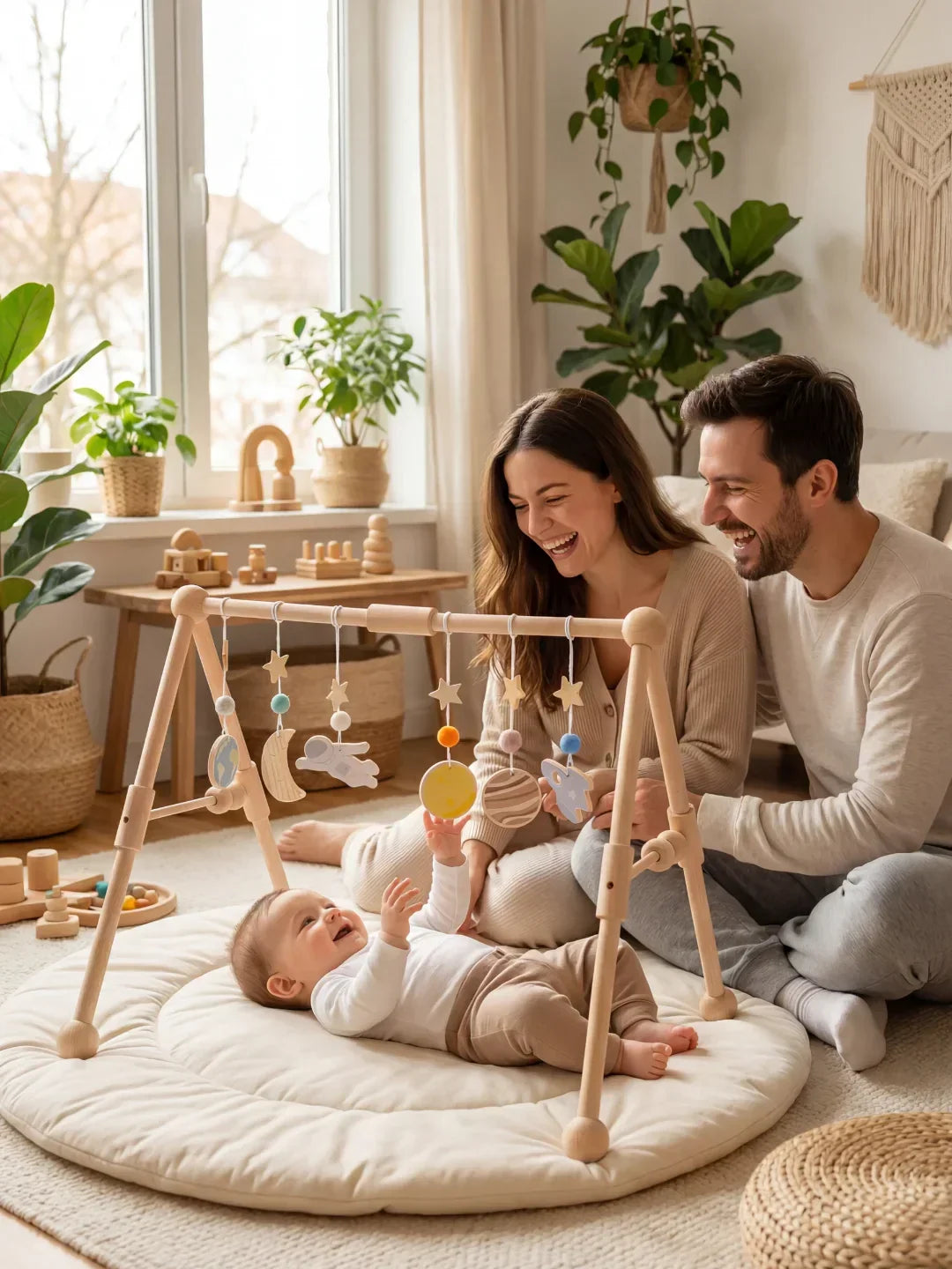 Sturdy Wooden Baby Play Arch — Sensory Toy Gym
