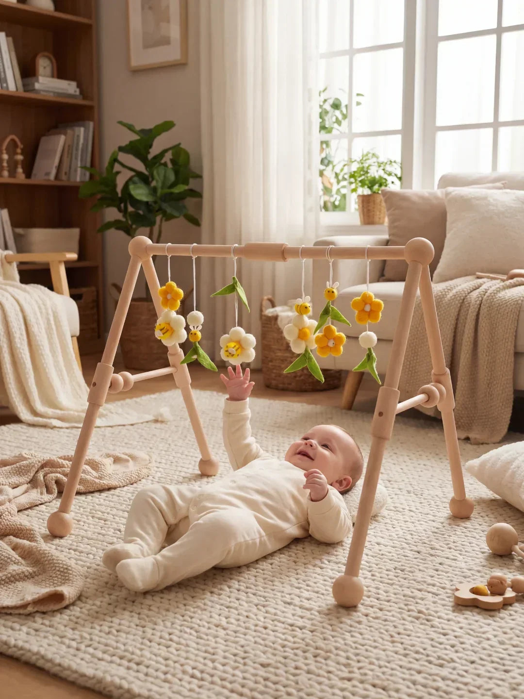 Sturdy Wooden Baby Play Arch — Sensory Toy Gym