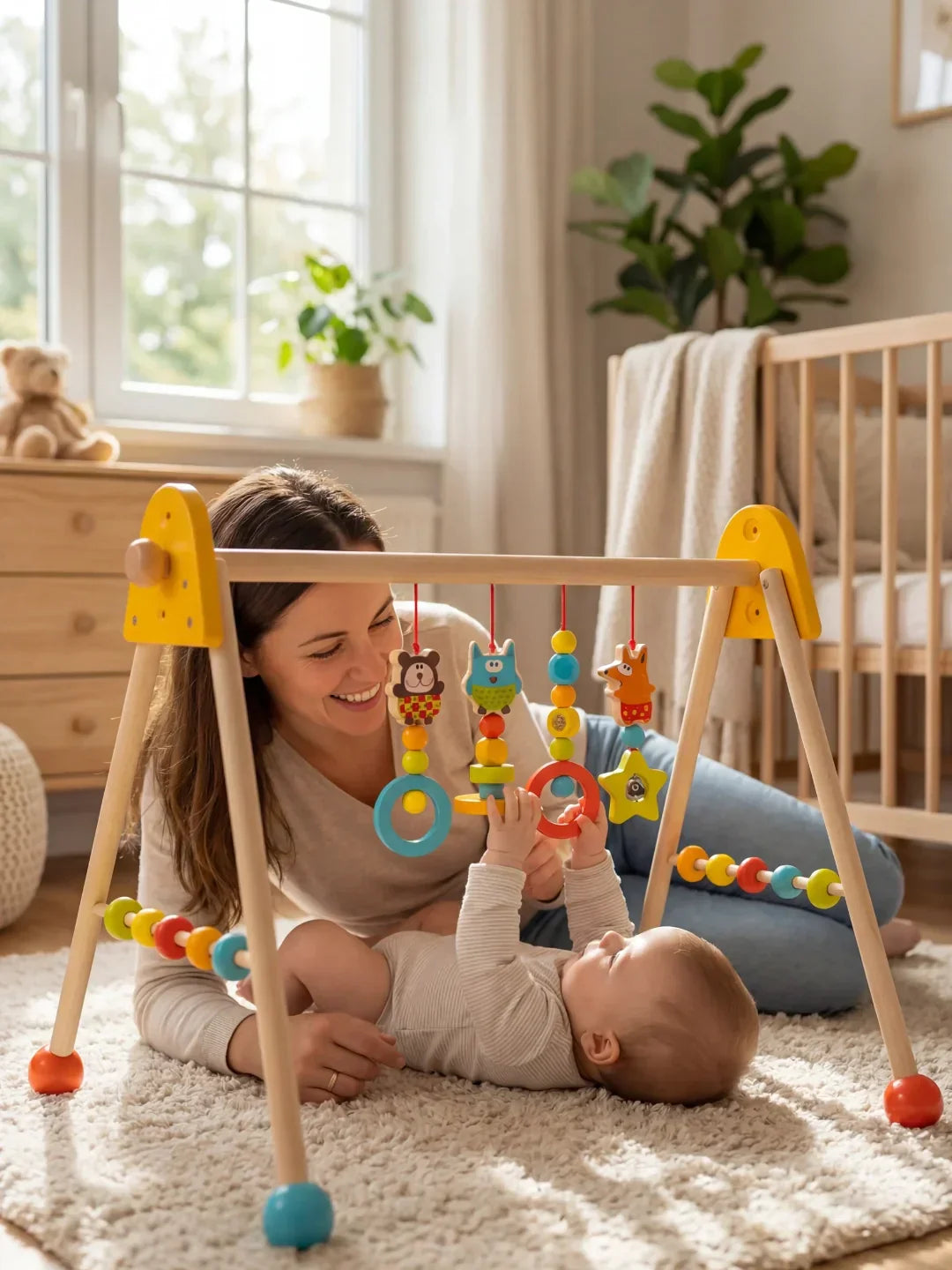 Colorful Wooden Play Arch — Vibrant Hanging Sensory Gym