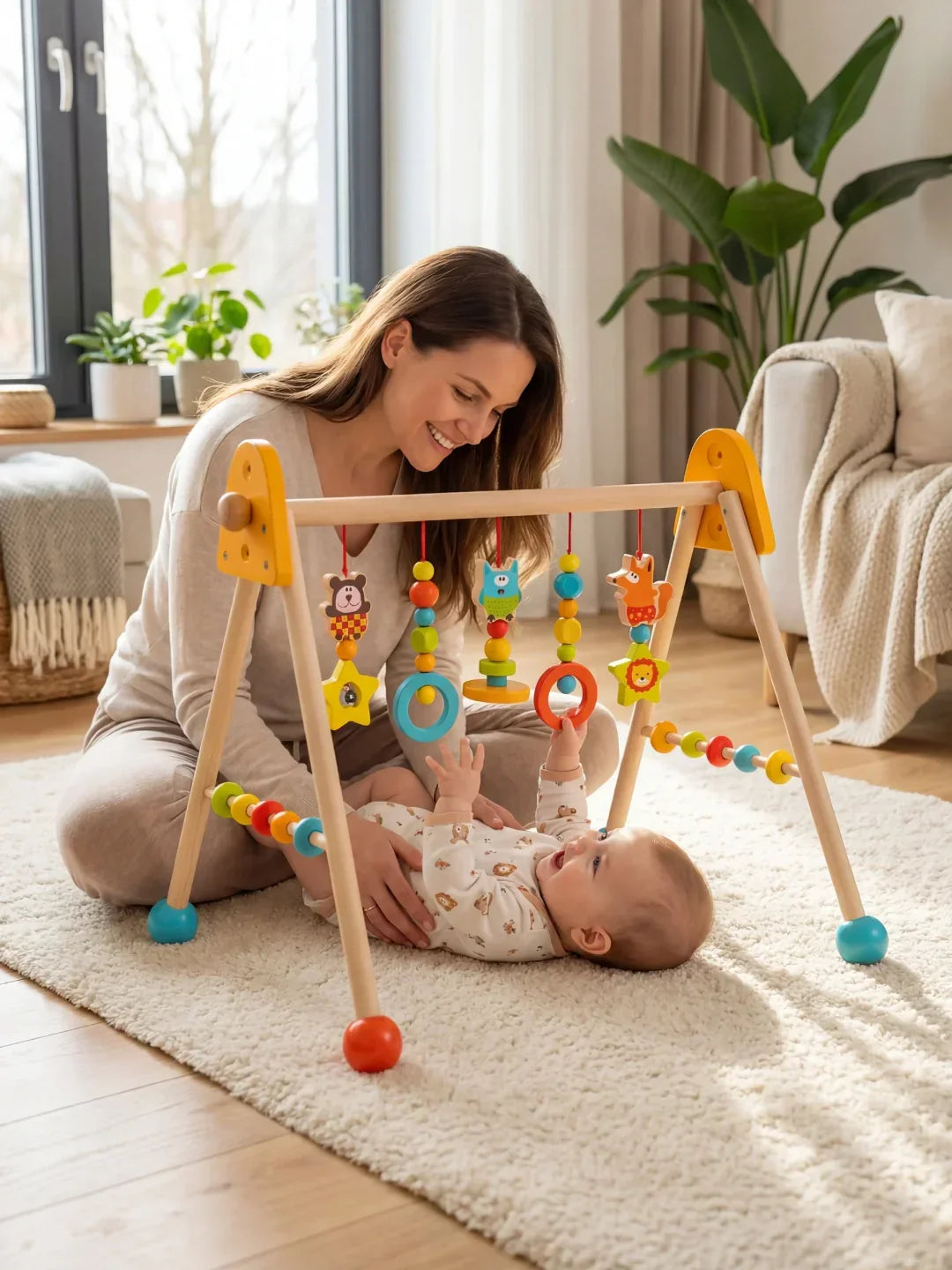 Colorful Wooden Play Arch — Vibrant Hanging Sensory Gym