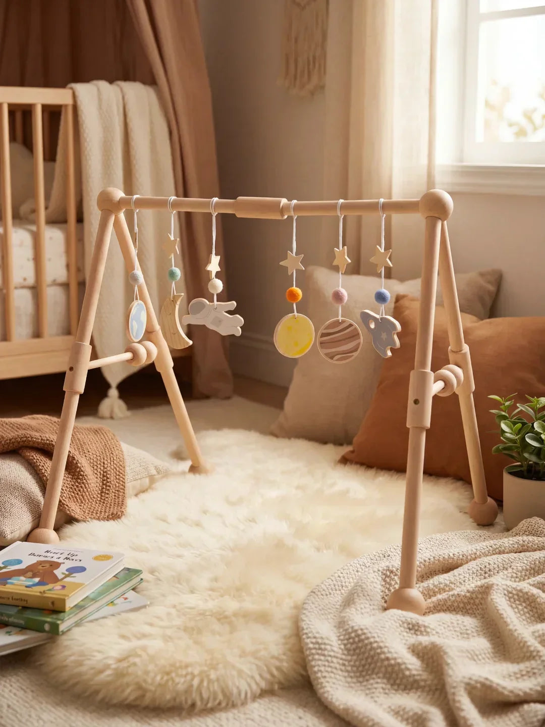 Sturdy Wooden Baby Play Arch — Sensory Toy Gym
