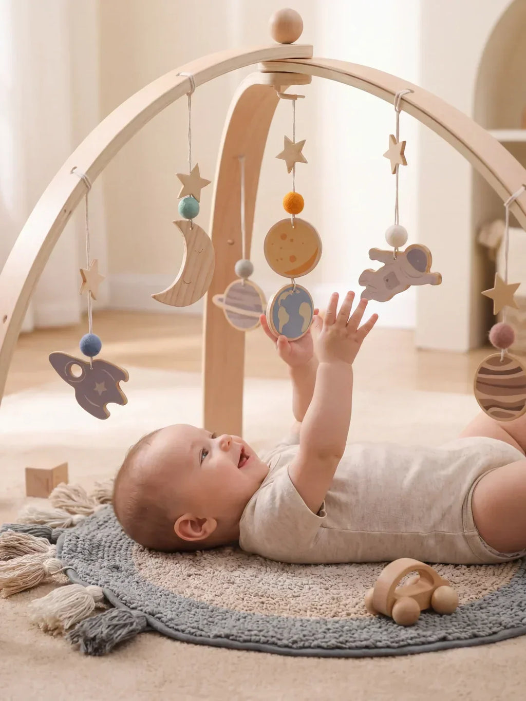 Wooden Baby Play Gym — Space Themed Design, Stable Dome Structure