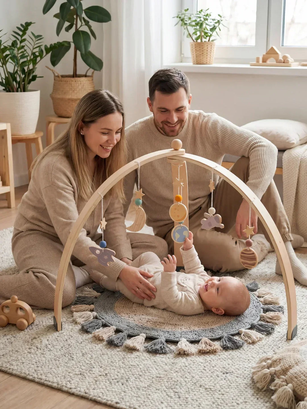 Wooden Baby Play Gym — Space Themed Design, Stable Dome Structure