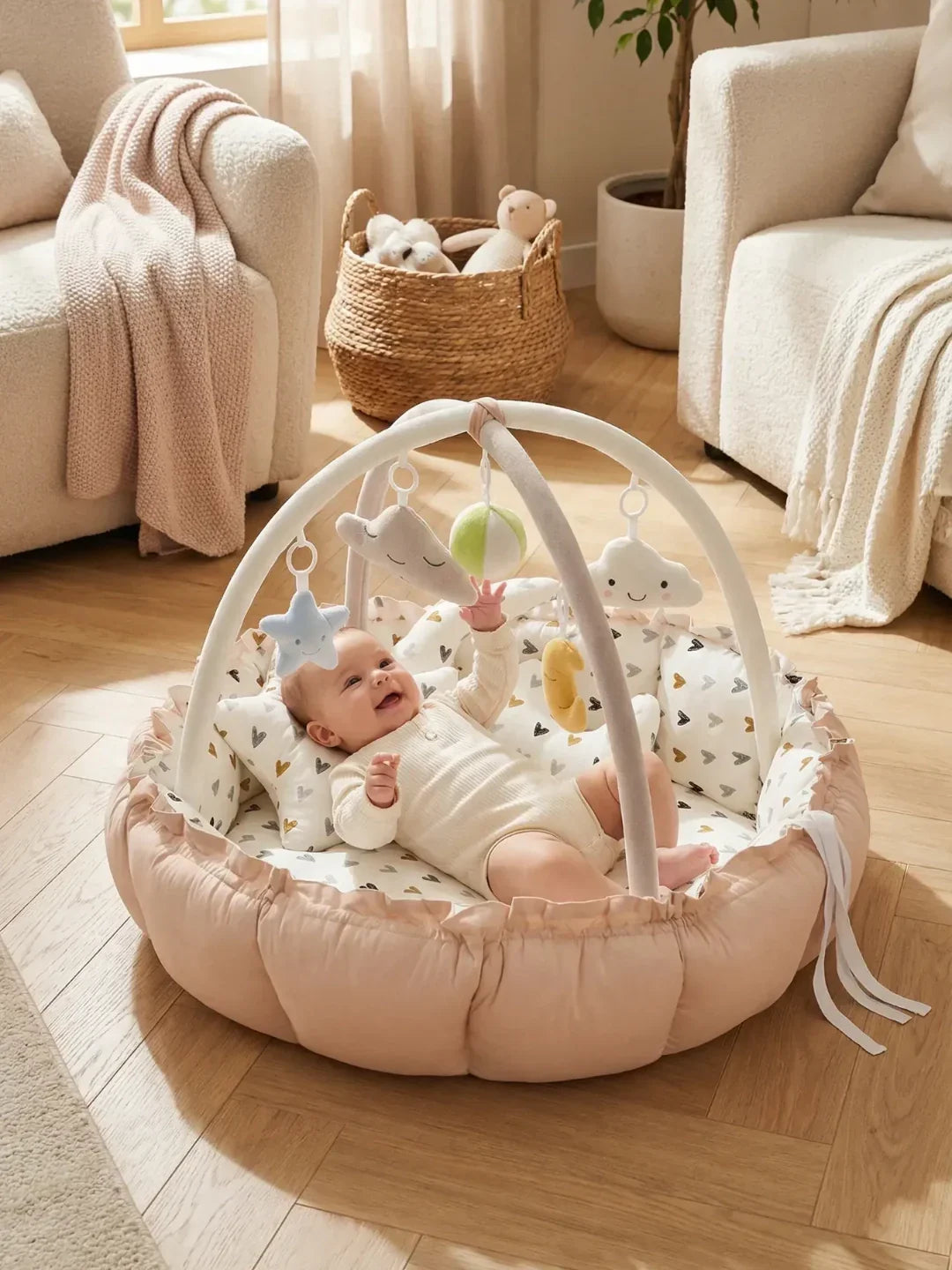 2-in-1-Baby-Spielmatte — Sensorik-Bogen-Bodenspielcenter, erstes Lebensjahr - Desfino