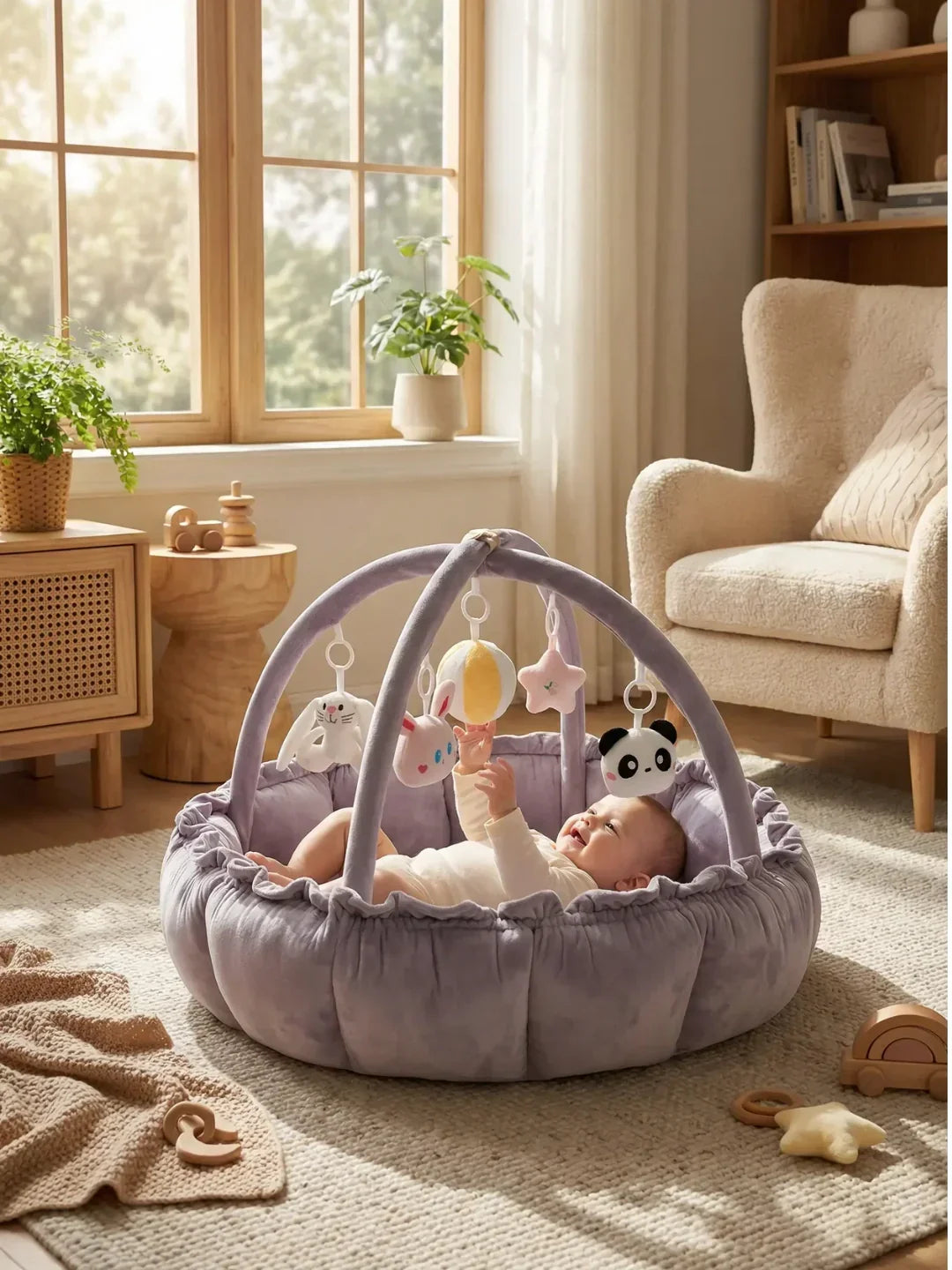 2-in-1-Baby-Spielmatte — Sensorik-Bogen-Bodenspielcenter, erstes Lebensjahr - Desfino