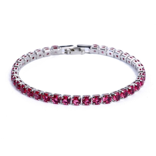 AstraLuxe Chain Tennis Bracelet — Geometric Link Pattern, Zirconia Accents